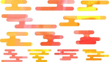 Sıcak suluboya stili Japon tarzı deforme olmuş bulut silueti seti