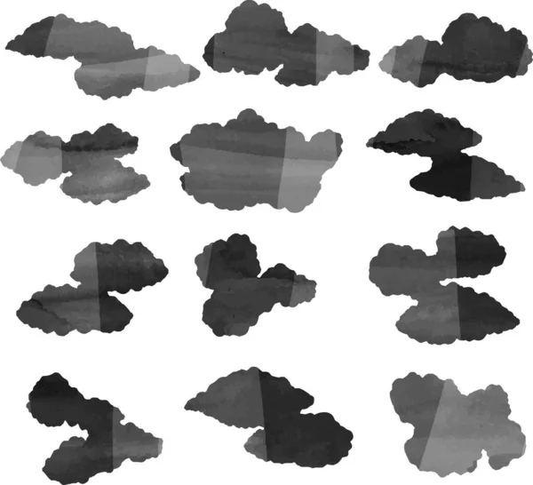 Ceci Est Une Illustration Des Nuages Japonais Aquarelle Noire Connectés — Image vectorielle