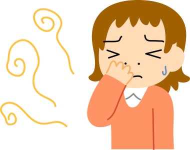 Bu, kokuşmuş kokudan rahatsız olmuş bir kadının resmi. 