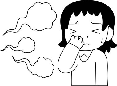 Bu, kokuşmuş kokuyla başı dertte olan bir kadının resmi. 