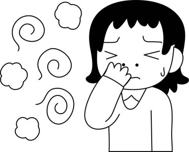 Bu, kokuşmuş kokuyla başı dertte olan bir kadının resmi. 