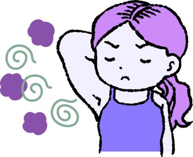 Bu, koltuk altı kokusundan muzdarip Mor Kadın 'ın bir çizimi. 