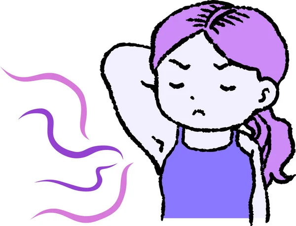 Ceci Est Une Illustration Purple Woman Souffrant Odeur Aisselle — Image vectorielle