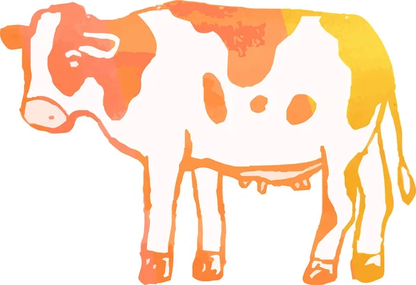 Suluboya Stili Gerçekçi Süt Ürünleri Cowillukasyonunun Bir Çizimi — Stok Vektör