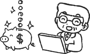 Bu Monochrome 'un bir resmi. Yaşlı adam yatırım yaparak çok para kazandı. 