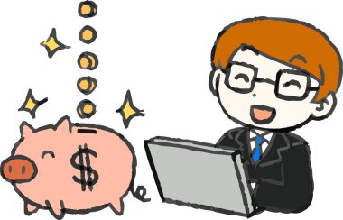 Bu, çok para kazanan Kafkasyalı bir ofis çalışanının çizimi. 