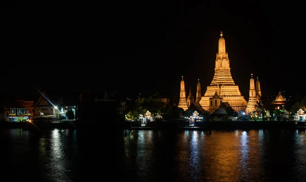 Wat Arun Parque Histórico Rio Chao Phraya Noite — Fotografia de Stock
