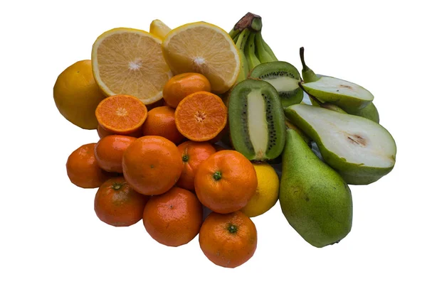 Frutas frescas. Frutas sortidas fundo colorido . — Fotografia de Stock