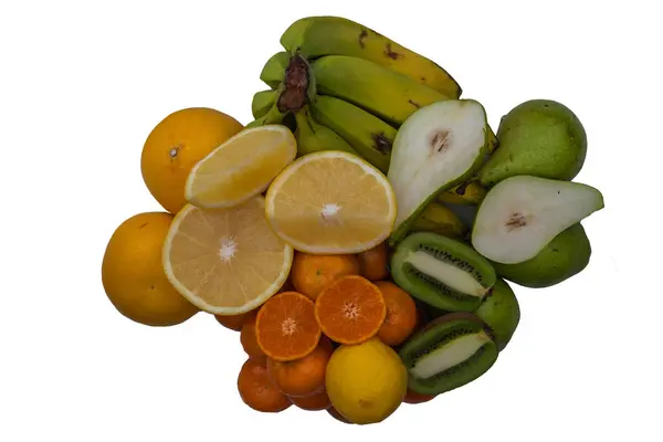 Taze meyve. Çeşitli meyve renkli arka plan. — Stok fotoğraf