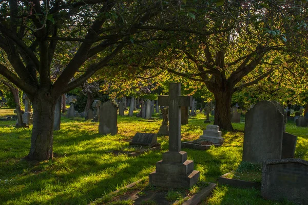 Evening atmosphere in the North Sheen cemetery — Stock Photo, Image