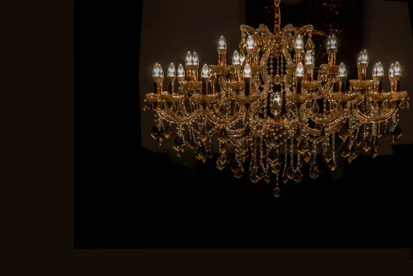 Chrystal lustre lâmpada no teto, interior contemporâneo C — Fotografia de Stock