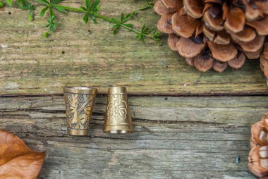 İki pirinç Vintage itme.