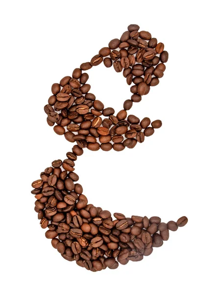 Alfabeto inglês de sementes de café isoladas em fundo branco, L — Fotografia de Stock