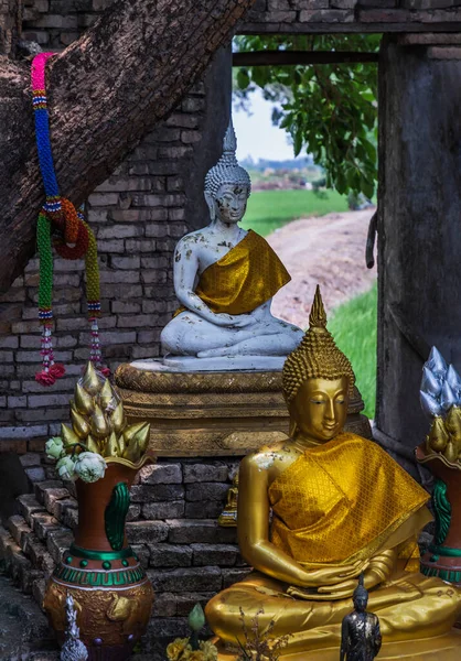 Nakhon Nayok Tailândia Março 2020 Estátua Buda Antiga Igreja 200 — Fotografia de Stock