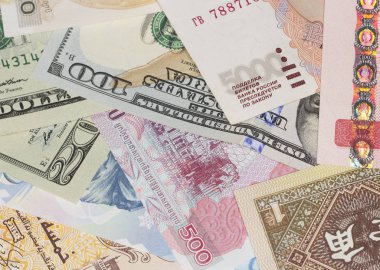 Farklı kağıt yığını. Para arka plan. Zenginlik ve tasarruf