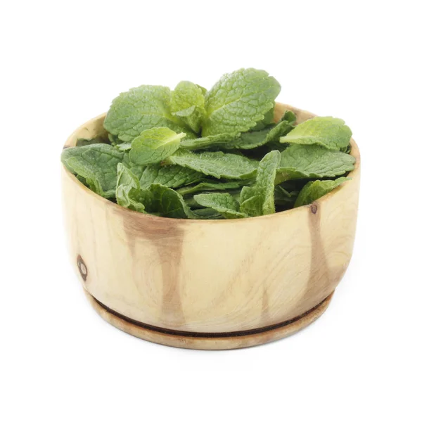 Closeup Bowl Mint Leaves — Stock Photo, Image