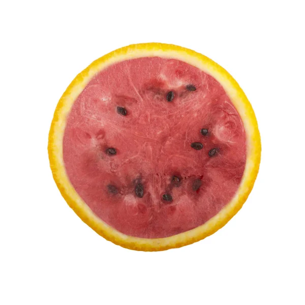 Närbild Vattenmelon Isolerad Vit Bakgrund — Stockfoto