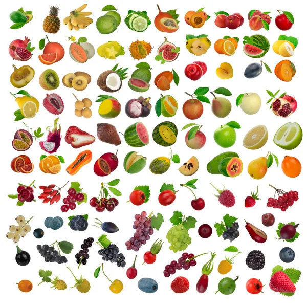 Beyaz izole çeşitli meyve Closeup çekim 