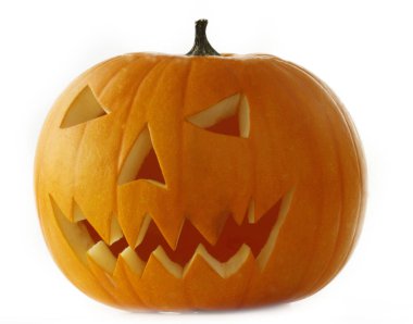 Beyaz arka planda izole balkabağı yakınçekim 