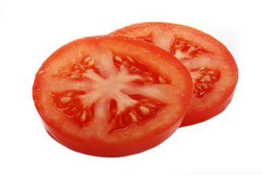 Beyaz arka planda taze olgun domates. 