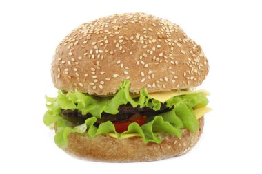 İştah açıcı çizburger, beyaz arka plan üzerinde izole lokanta.