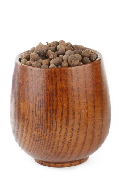 Dried Peppercorns Wooden Bowl — Stock Photo, Image