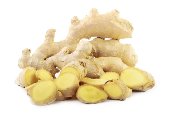 Tumpukan Ginger Terisolasi Latar Belakang Putih — Stok Foto