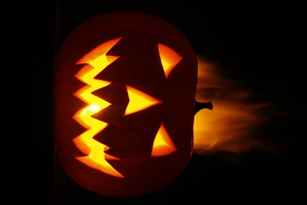 Closeup Sütőtök Sötét Háttér Halloween Koncepció — Stock Fotó