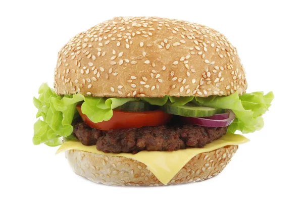 Apetyczny Cheeseburger Szybkie Jedzenie Białym Tle — Zdjęcie stockowe