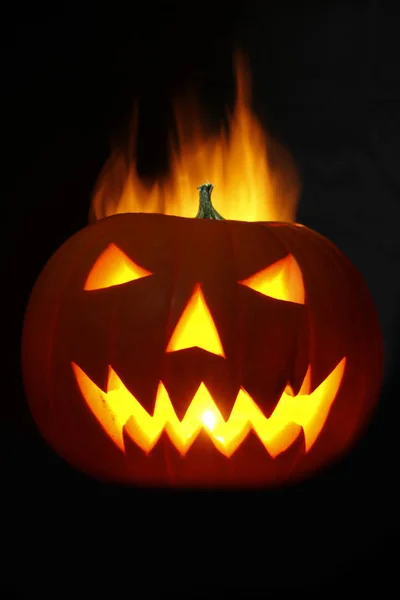 Closeup Sütőtök Sötét Háttér Halloween Koncepció — Stock Fotó