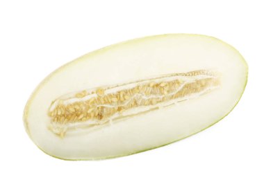 Beyaz arka plan üzerinde izole lezzetli taze olgunlaşmış kavun 