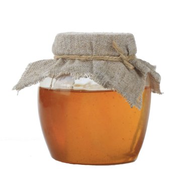 Beyaz arka plan üzerinde izole bal ile Cam Kavanoz