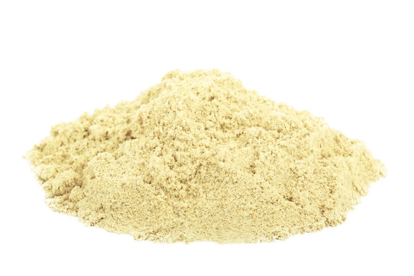 ginger aromatic powder isolated on white background