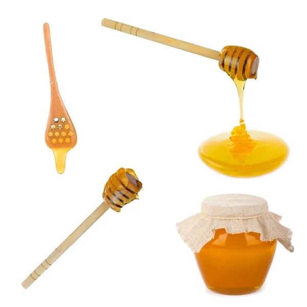 Closeup Wooden Spoon Honey Food Background — Stock Photo, Image