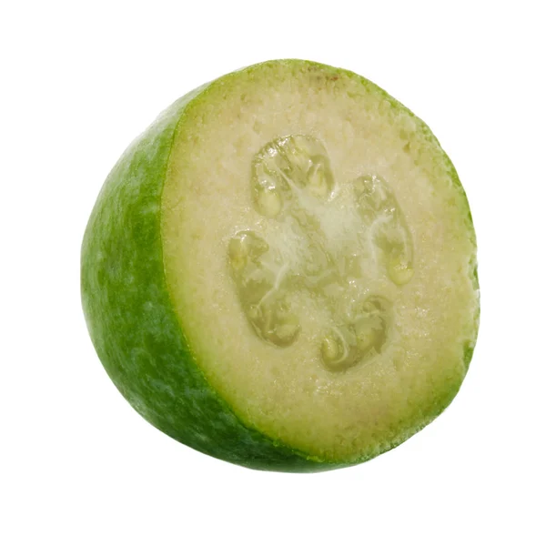 Feijoa Fresco Isolato Sfondo Bianco — Foto Stock