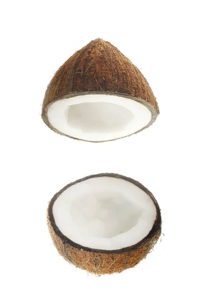 Cut Coconut Isolated White Background — Stock Photo, Image