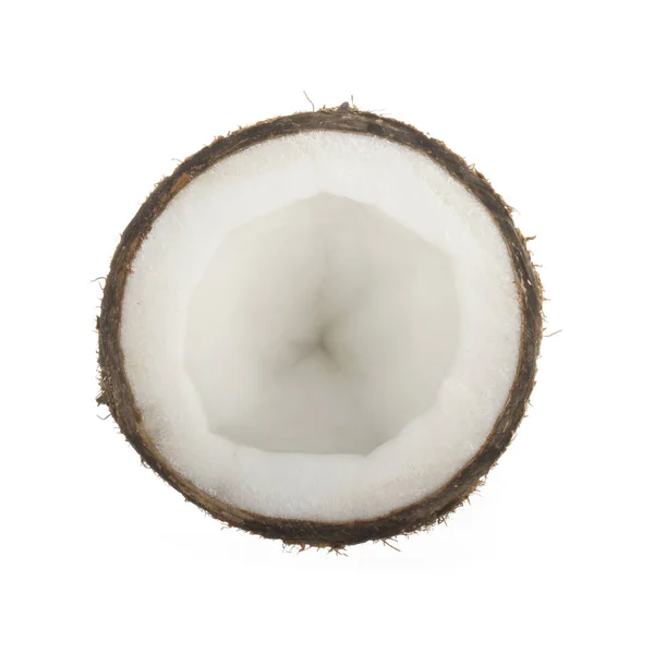 Bit Färsk Kokosnöt Isolerade Över Vit Bakgrund — Stockfoto