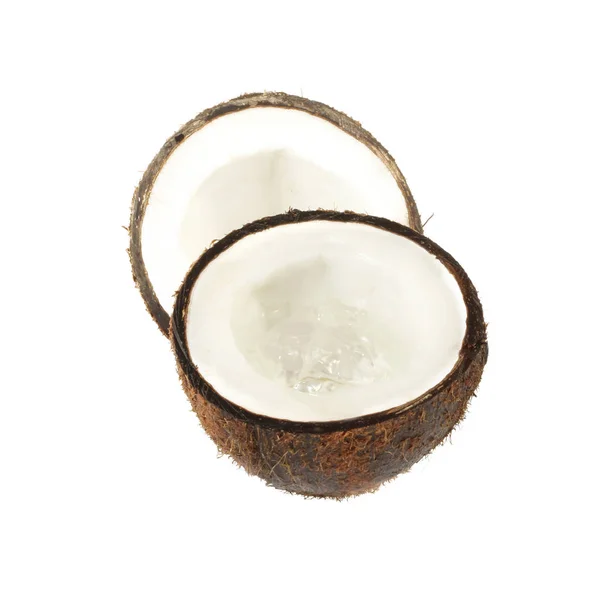 Cut Coconut Isolated White Background — Stock Photo, Image