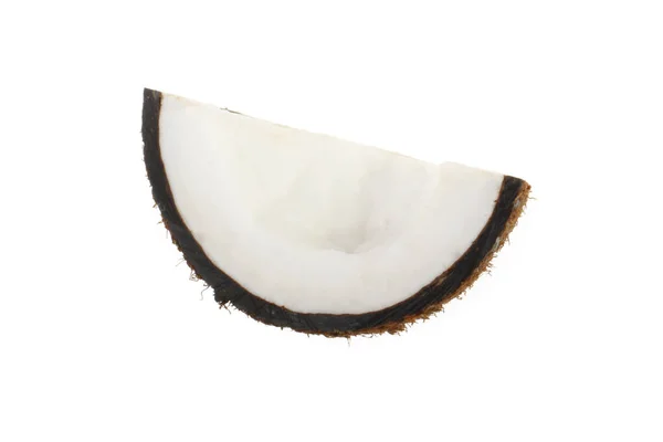 Kus Čerstvého Kokosu Izolované Bílém Pozadí — Stock fotografie