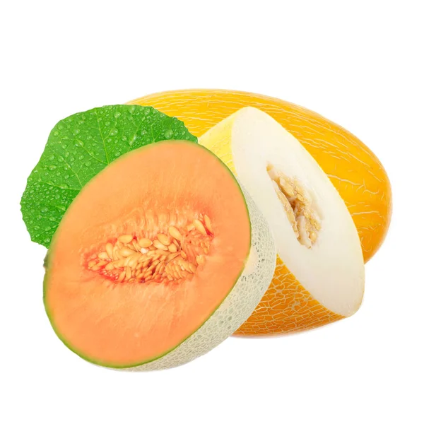 Pyszne Świeże Dojrzałe Melon Białym Tle — Zdjęcie stockowe