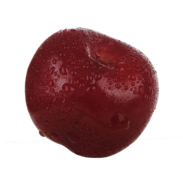 Jediné Červené Cherry Izolovaných Bílém Pozadí — Stock fotografie