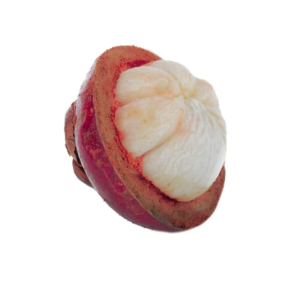 Close Shot Van Mangosteen Exotisch Fruit Geïsoleerd Wit — Stockfoto