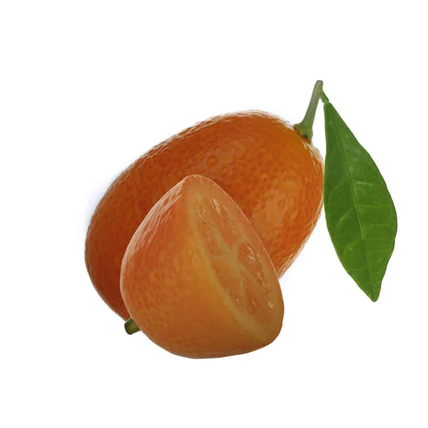 Fruta Kumquat Fresco Exótico Isolado Fundo Branco — Fotografia de Stock