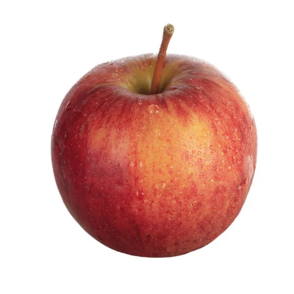 Färska Mogna Röda Äpple Isolerad Vit Bakgrund — Stockfoto