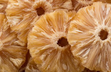 Kuru ananas desen Closeup, gıda arka plan 
