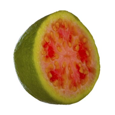 Beyaz arka planda izole guava yakın çekim