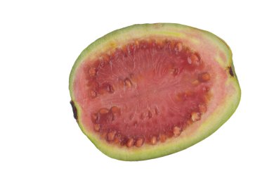 Beyaz arka planda izole guava yakın çekim