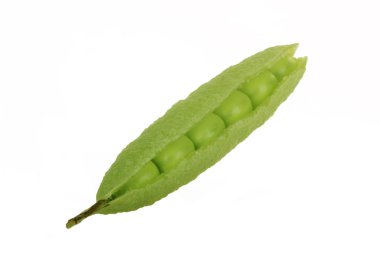 Beyaz üzerinde izole Pod bezelye closeup 