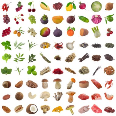 Beyaz izole çeşitli meyve Closeup çekim 