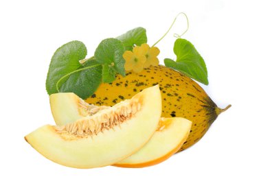 Beyaz arka plan üzerinde izole kavun closeup